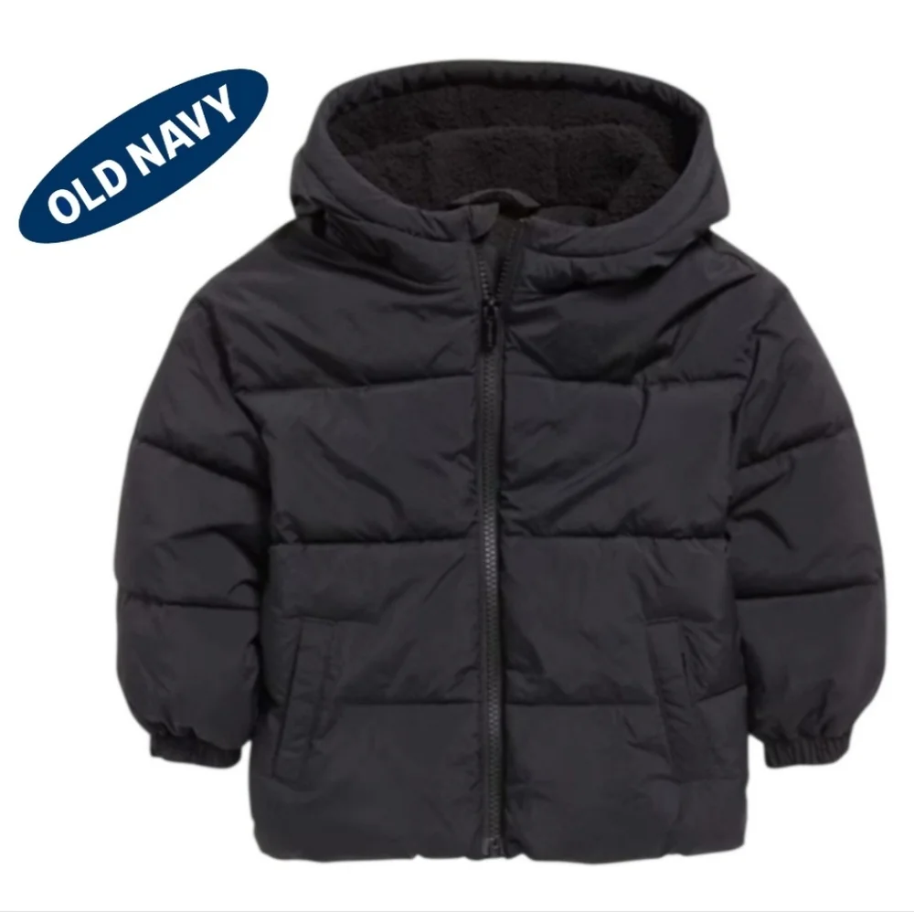 NEW Old Navy Water-Resistant Unisex Puffer Jacket Coat with Hood for Toddlers